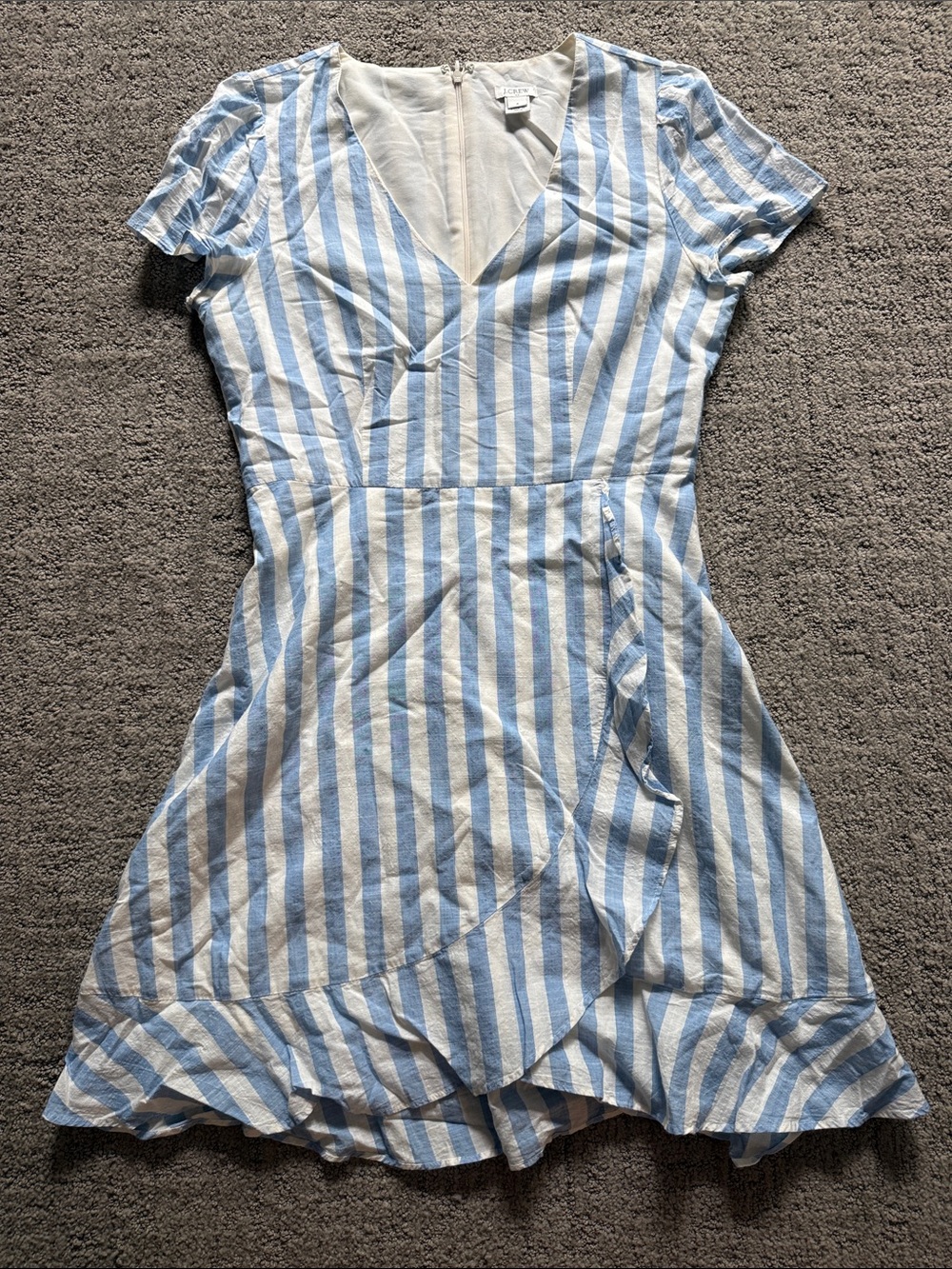 J. Crew Light Blue and White Striped Dress